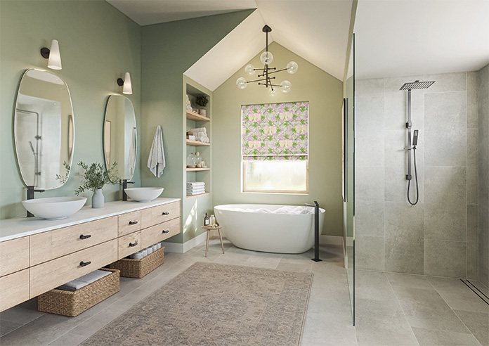 Faded Glamour, Goddess Green Pink - Roman Blind - Image 6